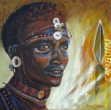 Painting titled "Samburu" by Grazyna Federico, Original Artwork, Acrylic