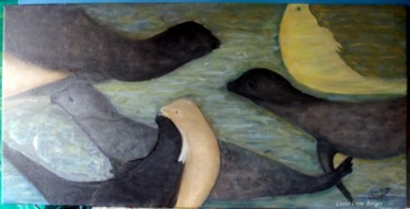 Pintura intitulada "focas" por Borgengas, Obras de arte originais, Óleo