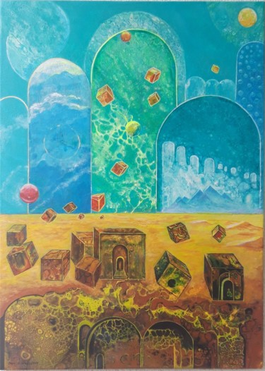 Malerei mit dem Titel "Astralweltgrenze" von Irene Mitawski, Original-Kunstwerk, Acryl