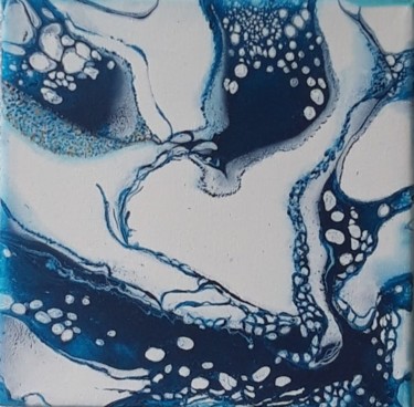 Painting titled "Abstrakt in blau 2" by Irene Mitawski, Original Artwork, Acrylic Mounted on Wood Stretcher frame