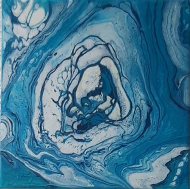 Malerei mit dem Titel "Abstrakt in blau" von Irene Mitawski, Original-Kunstwerk, Acryl