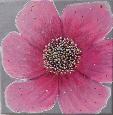 Painting titled "abstrakte rosa Blume" by Irene Mitawski, Original Artwork, Acrylic