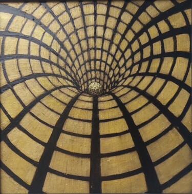 Malerei mit dem Titel "Netz" von Irene Mitawski, Original-Kunstwerk, Acryl Auf Karton montiert