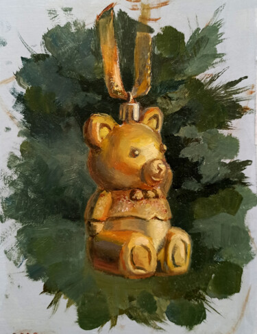 绘画 标题为“Christmas tree toy…” 由Irina Shadrina, 原创艺术品, 油