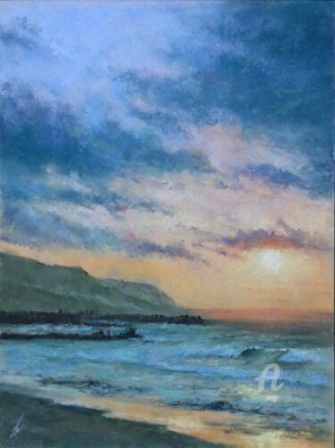 Disegno intitolato "Coucher de soleil" da Irene_art, Opera d'arte originale, Pastello