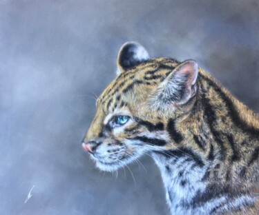 Рисунок под названием "Leopardus pardalis" - Irene_art, Подлинное произведение искусства, Пастель