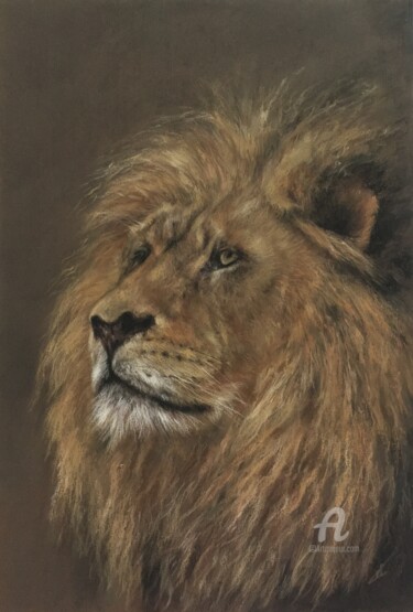 Desenho intitulada "Lion. Pastel portra…" por Irene_art, Obras de arte originais, Pastel