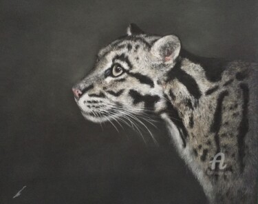 Desenho intitulada "Clouded Leopard" por Irene_art, Obras de arte originais, Pastel