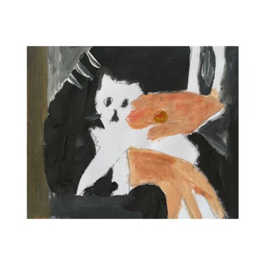 Painting titled "cat painting" by Irfan Ajvazi, Original Artwork, Acrylic