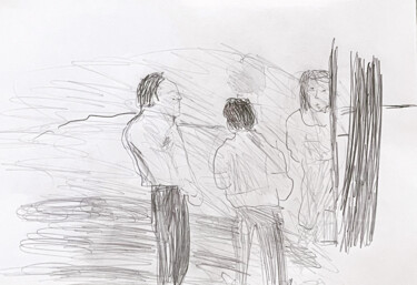 Disegno intitolato "The Conversation II" da Irfan Ajvazi, Opera d'arte originale, Inchiostro