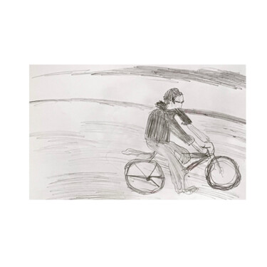 Drawing titled "Bicycle" by Irfan Ajvazi, Original Artwork, Ink