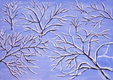 Malerei mit dem Titel "Branches in snow" von Irina Afonskaya, Original-Kunstwerk, Gouache