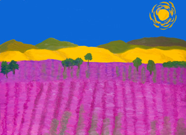 Schilderij getiteld "Lavender field" door Irina Afonskaya, Origineel Kunstwerk, Olie