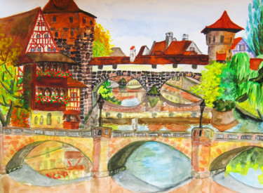 Картина под названием "Nuremberg 2" - Irina Afonskaya, Подлинное произведение искусства, Акварель