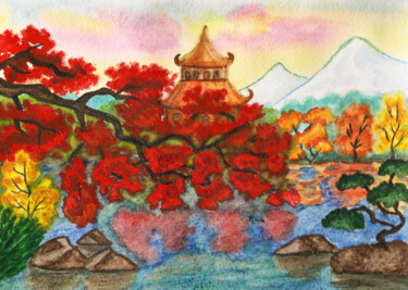 "Autumn in Japan" başlıklı Tablo Irina Afonskaya tarafından, Orijinal sanat, Suluboya