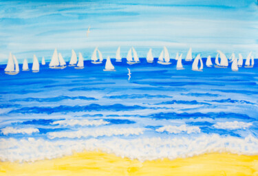 Malarstwo zatytułowany „White regatta 2 wat…” autorstwa Irina Afonskaya, Oryginalna praca, Akwarela