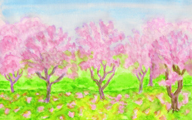 Malerei mit dem Titel "Spring landscape pi…" von Irina Afonskaya, Original-Kunstwerk, Aquarell