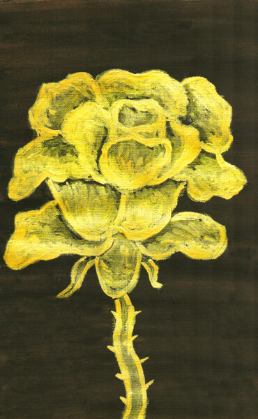Peinture intitulée "Golden rose 2" par Irina Afonskaya, Œuvre d'art originale, Gouache