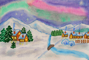 Painting titled "Northen light 2" by Irina Afonskaya, Original Artwork, Watercolor