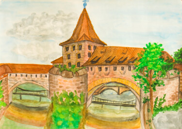 Painting titled "Nuremberg 9" by Irina Afonskaya, Original Artwork, Watercolor