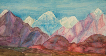 绘画 标题为“Pink hills” 由Irina Afonskaya, 原创艺术品, 水彩