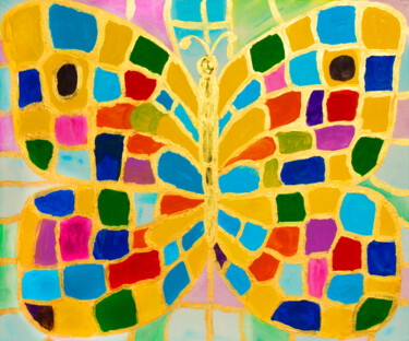 Malerei mit dem Titel "Multicolor butterfly" von Irina Afonskaya, Original-Kunstwerk, Acryl Auf Karton montiert