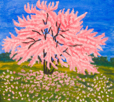Картина под названием "Cercis tree in blos…" - Irina Afonskaya, Подлинное произведение искусства, Масло