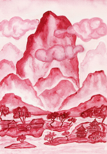 绘画 标题为“Crimson hills verti…” 由Irina Afonskaya, 原创艺术品, 水彩