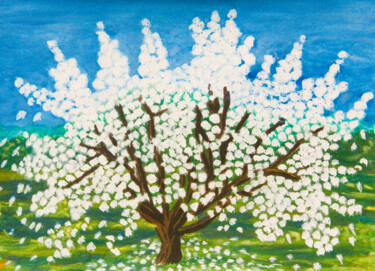 Painting titled "Flowering apple tree" by Irina Afonskaya, Original Artwork, Acrylic