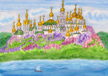 Картина под названием "Kiev 2 Kievo-Pecher…" - Irina Afonskaya, Подлинное произведение искусства, Акварель