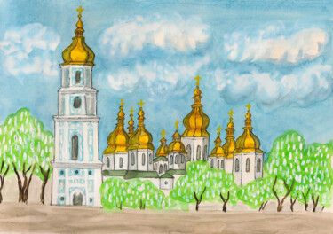 Malerei mit dem Titel "Kiev 5 St. Sofia ca…" von Irina Afonskaya, Original-Kunstwerk, Aquarell