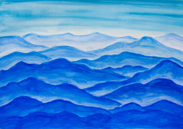 Pittura intitolato "Blue hills" da Irina Afonskaya, Opera d'arte originale, Acquarello