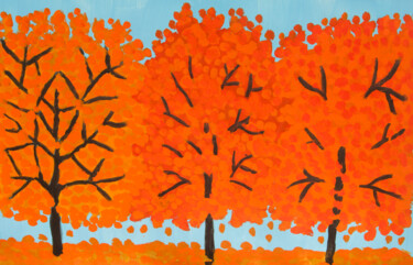 Pintura intitulada "Orange trees 3" por Irina Afonskaya, Obras de arte originais, Acrílico