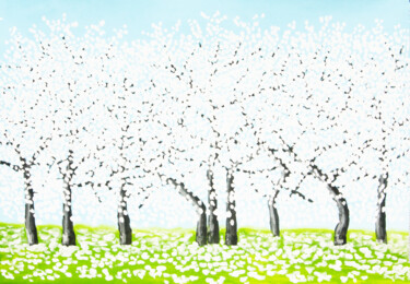 Pittura intitolato "White spring trees 2" da Irina Afonskaya, Opera d'arte originale, Acrilico