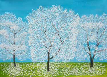 Pittura intitolato "White spring trees 4" da Irina Afonskaya, Opera d'arte originale, Acrilico