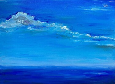 Painting titled "Blue Blue Sea" by Irina Anis, Original Artwork, Oil Mounted on Wood Stretcher frame