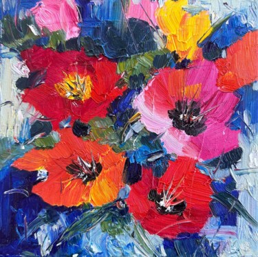 Peinture intitulée "Floral Euphoria" par Irina Anis, Œuvre d'art originale, Huile Monté sur Châssis en bois