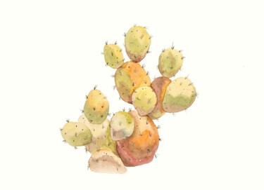 Painting titled "Watercolor cactus 3" by Irina Anis, Original Artwork, Watercolor