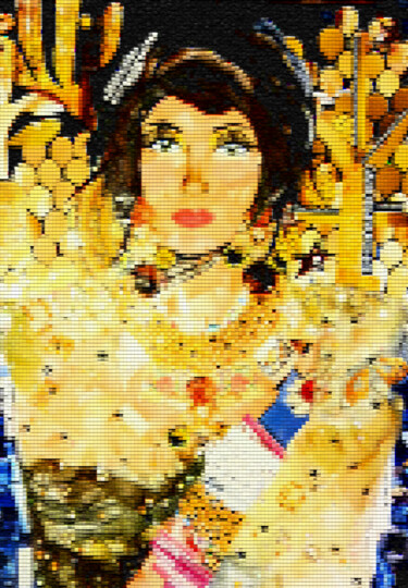 拼贴 标题为“Custom woman portra…” 由Irina Bast, 原创艺术品, 镶嵌 安装在木板上