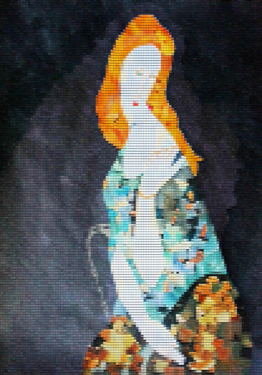 拼贴 标题为“Modigliani Woman -…” 由Irina Bast, 原创艺术品, 镶嵌 安装在木板上