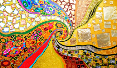 Malarstwo zatytułowany „Colorful vivid spir…” autorstwa Irina Bast, Oryginalna praca, Akryl Zamontowany na Drewniana rama no…