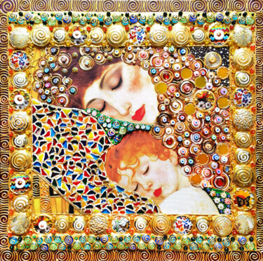 Картина под названием "Mother and baby - l…" - Irina Bast, Подлинное произведение искусства, Акрил Установлен на Деревянная…