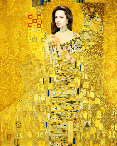 「Angelina Jolie. Wom…」というタイトルの製版 Irina Bastによって, オリジナルのアートワーク, デジタル絵画 ウッドストレッチャーフレームにマウント