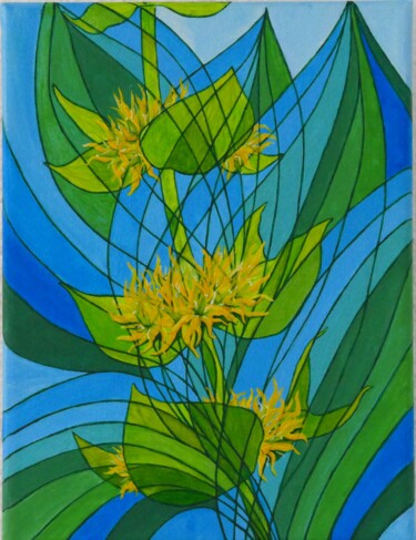 Pintura titulada "Gentiane jaune" por Irina Cote, Obra de arte original, Acrílico