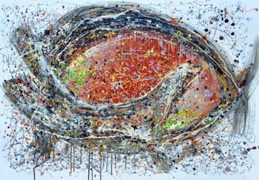 Schilderij getiteld "The red fish" door Irina Fedorova, Origineel Kunstwerk, Acryl