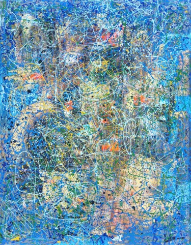 Malerei mit dem Titel "Blue Yellow Red Ori…" von Irina Fedorova, Original-Kunstwerk, Acryl