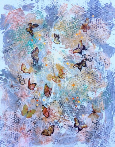 Schilderij getiteld "Butterfly, Sunrise,…" door Irina Fedorova, Origineel Kunstwerk, Acryl