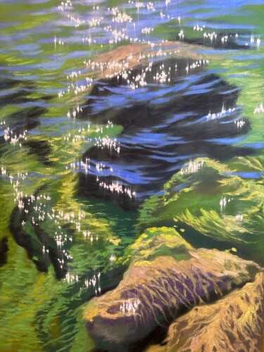 Painting titled "Glitter on the wate…" by Irina Gauss, Original Artwork, Oil