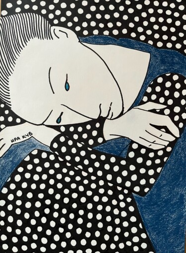Dessin intitulée "Japanese - Tired" par Irina Gvozdetskaya, Œuvre d'art originale, Marqueur