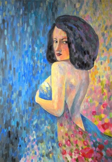 Картина под названием "A girl with a naked…" - Ирина Жигалова, Подлинное произведение искусства, Масло Установлен на Другая…